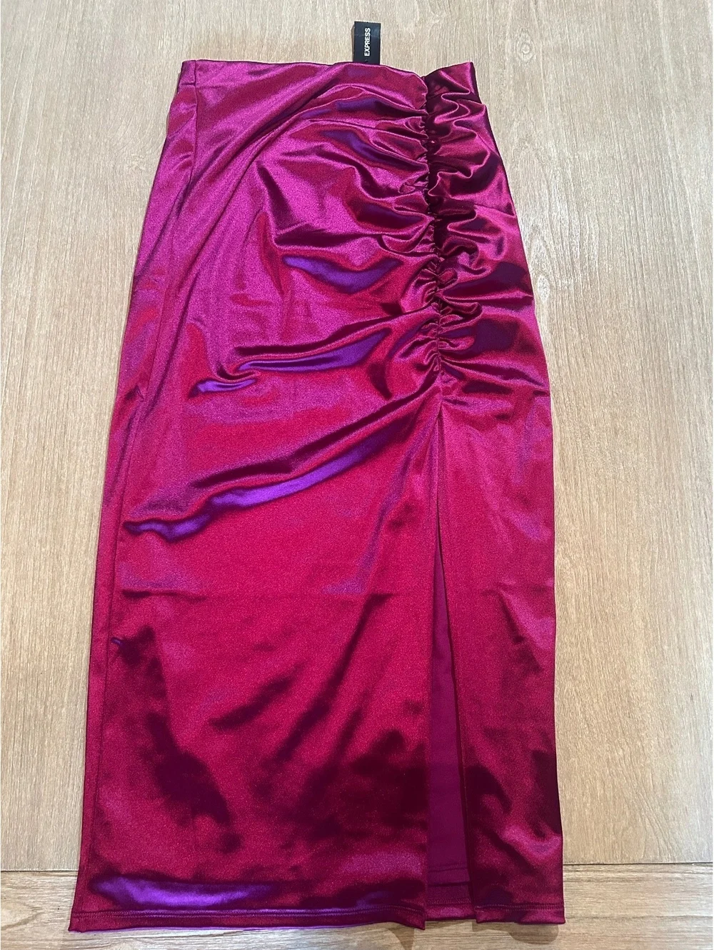 NWT Express Magenta 2-Piece Set – One-Shoulder Crop Top & Slit Midi Skirt Small